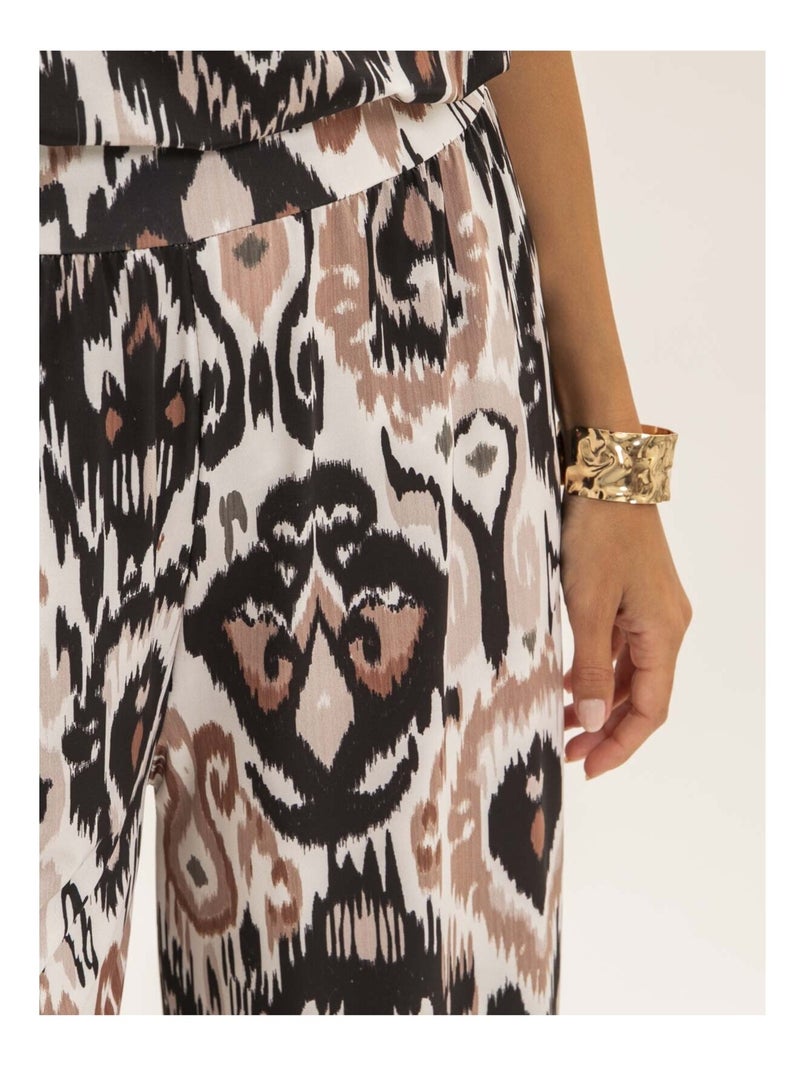 Pantalón fluido estampado ETONIA Negro - Kiabi