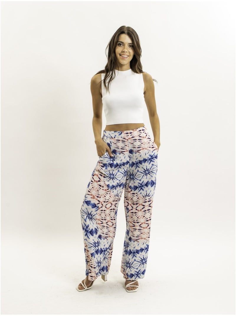 Pantalón fluido estampado EVERLY Azul - Kiabi