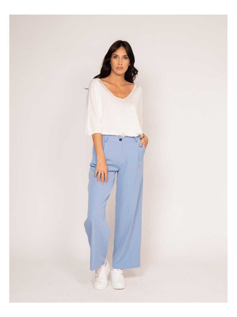 Pantalón fluido EVAN Azul cielo - Kiabi