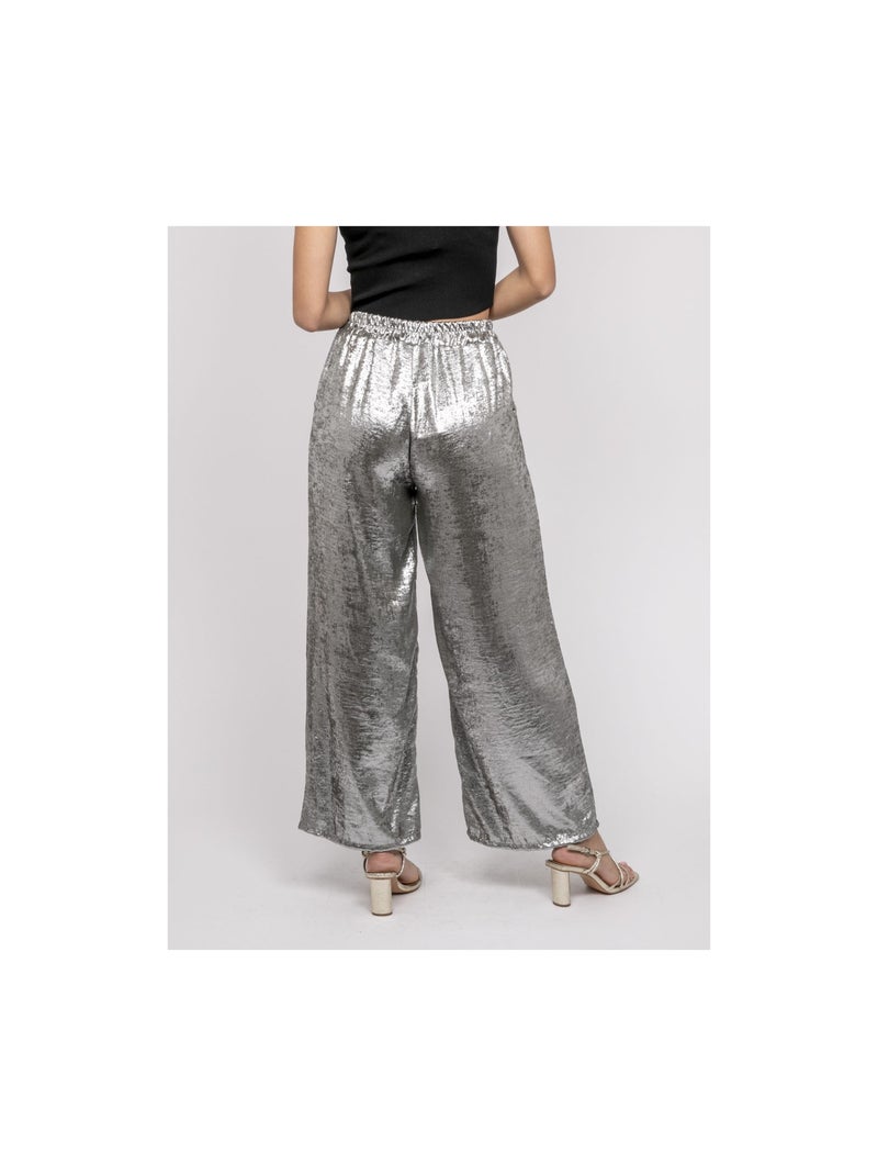 Pantalón fluido metalizado EDWINA Caqui - Kiabi