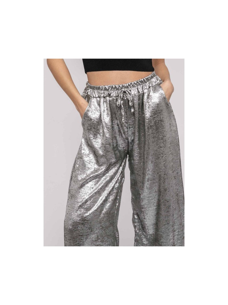 Pantalón fluido metalizado EDWINA Caqui - Kiabi