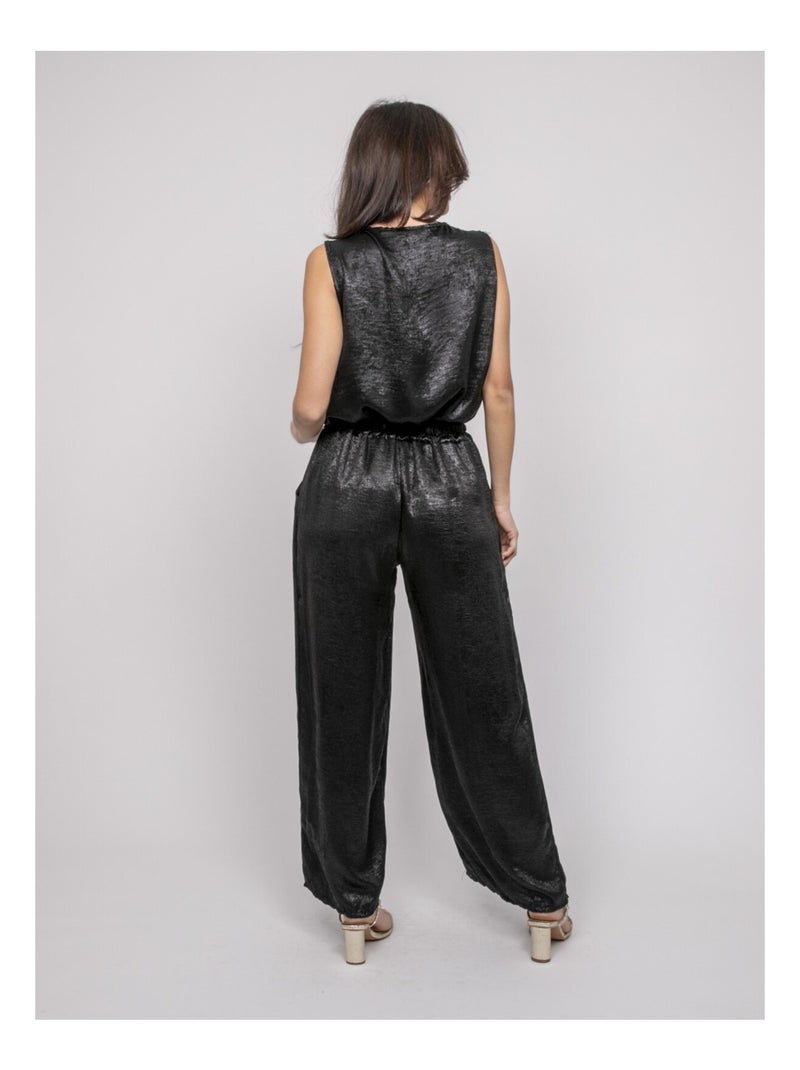 Pantalón fluido metalizado EDWINA Negro - Kiabi