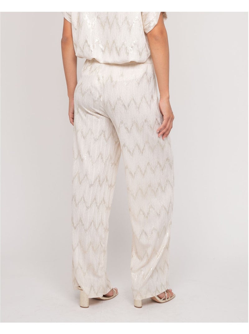 Pantalón fluido texturizado EMANTINE Blanco - Kiabi