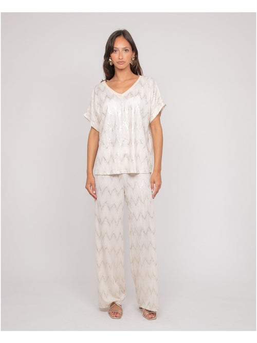 Pantalón fluido texturizado EMANTINE - Kiabi Pantalón fluido texturizado EMANTINE - Kiabi