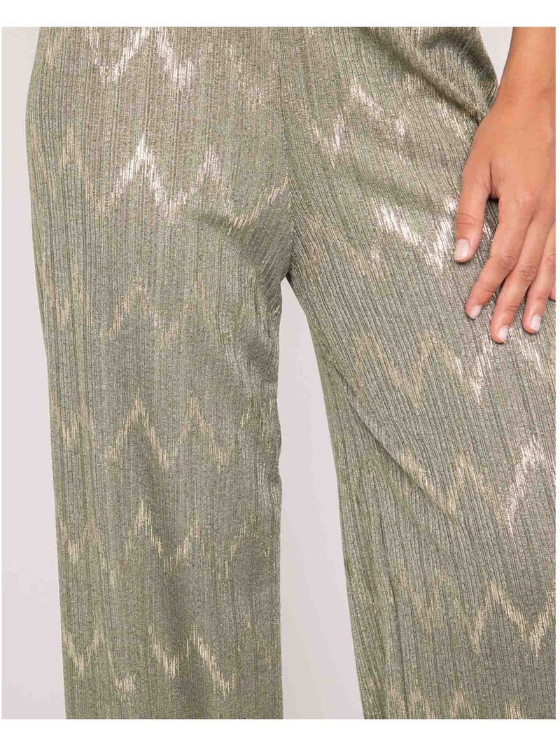 Pantalón fluido texturizado EMANTINE Caqui - Kiabi