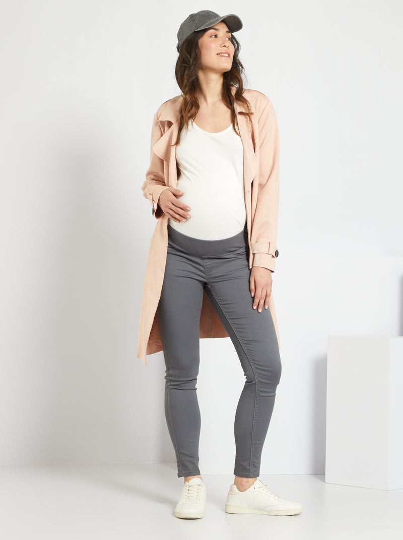 Pantalón jegging de premamá banda baja GRIS - Kiabi