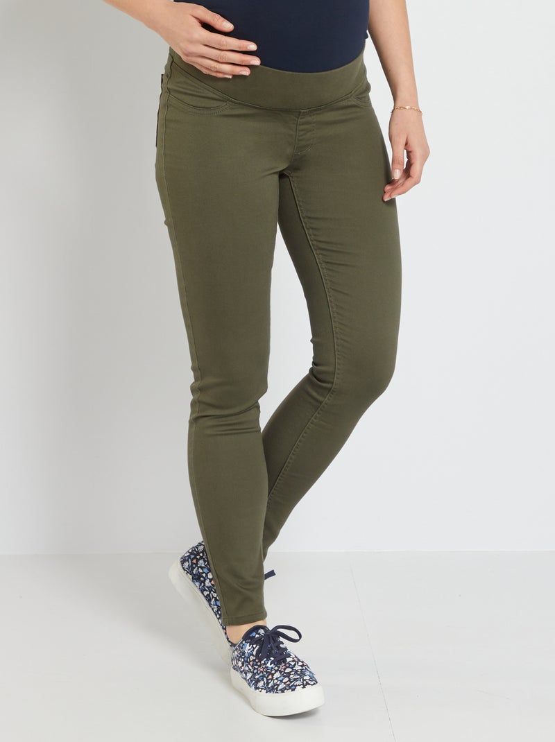 Pantalón jegging de premamá banda baja KAKI - Kiabi