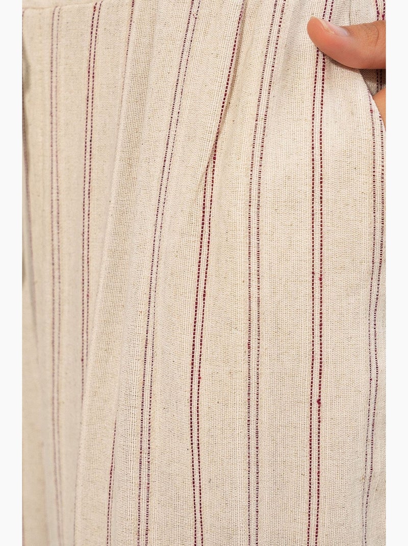 Pantalón jogger a rayas de mezcla de lino bdart Beige claro - Kiabi