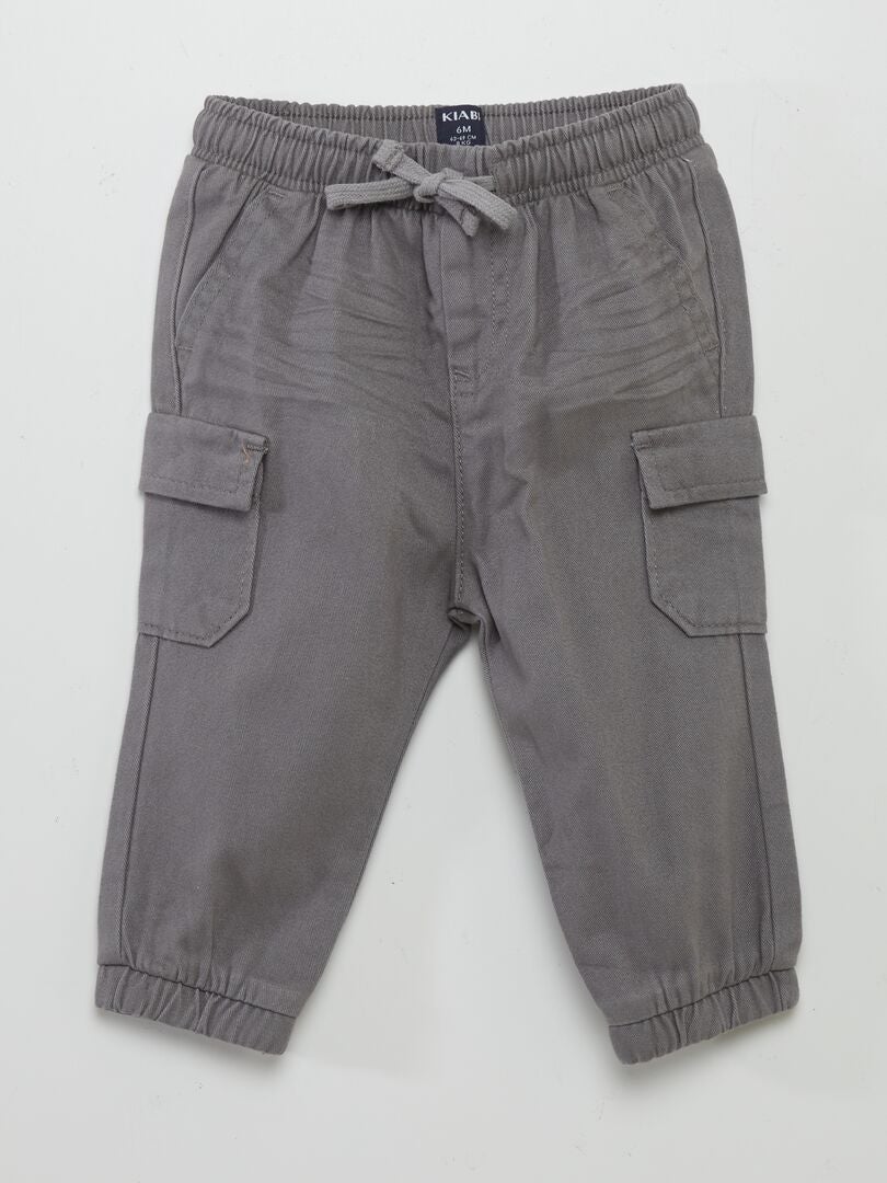 Pantalón jogger con bolsillos con solapa GRIS - Kiabi