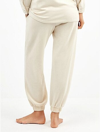Pantalón jogger con bolsillos y cintura ajustable, en tejido de felpa