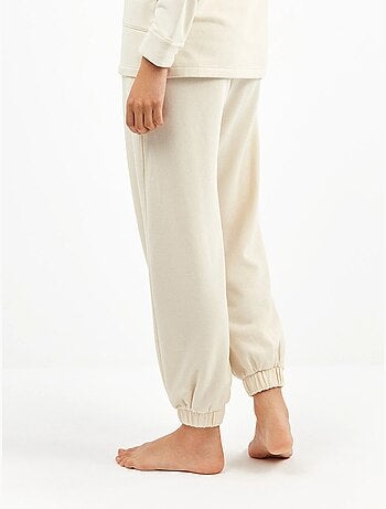Pantalón jogger con bolsillos y cintura ajustable, en tejido de felpa