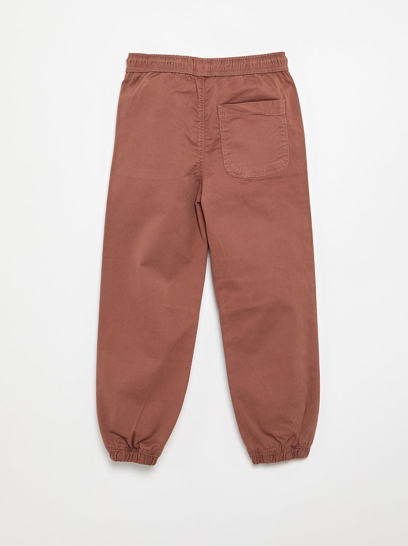 Pantalón jogger con cordones de ajuste Marron - Kiabi