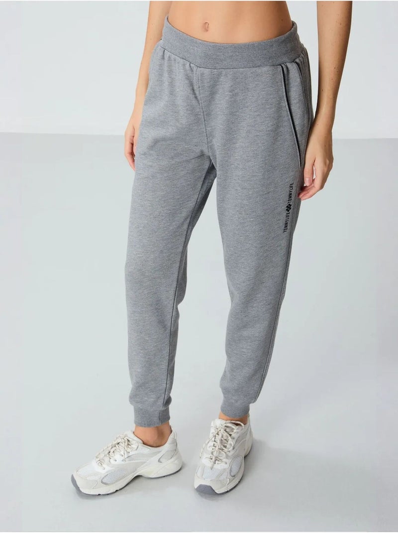 Pantalón jogger de chándal de mezcla de algodón para mujer tommy Gris - Kiabi