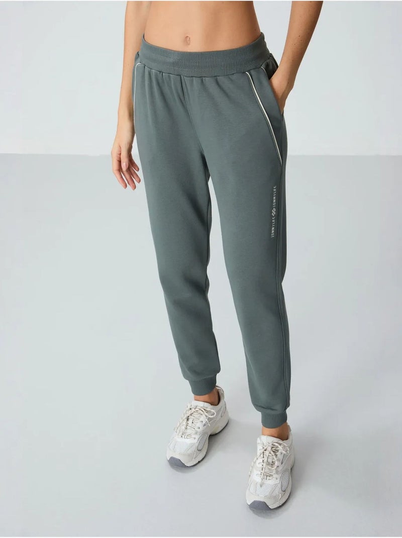 Pantalón jogger de chándal de mezcla de algodón para mujer tommy Gris medio - Kiabi