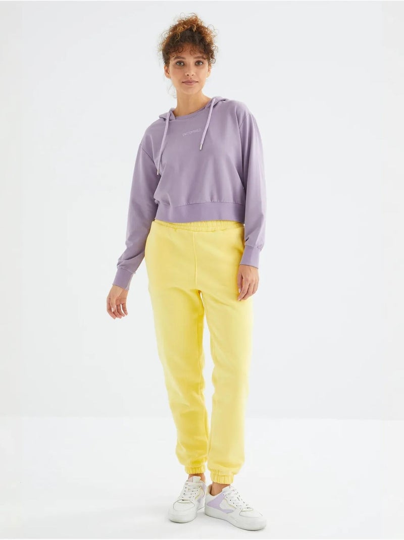 Pantalón jogger de felpa polar de tiro alto para mujer tommy Amarillo limón - Kiabi