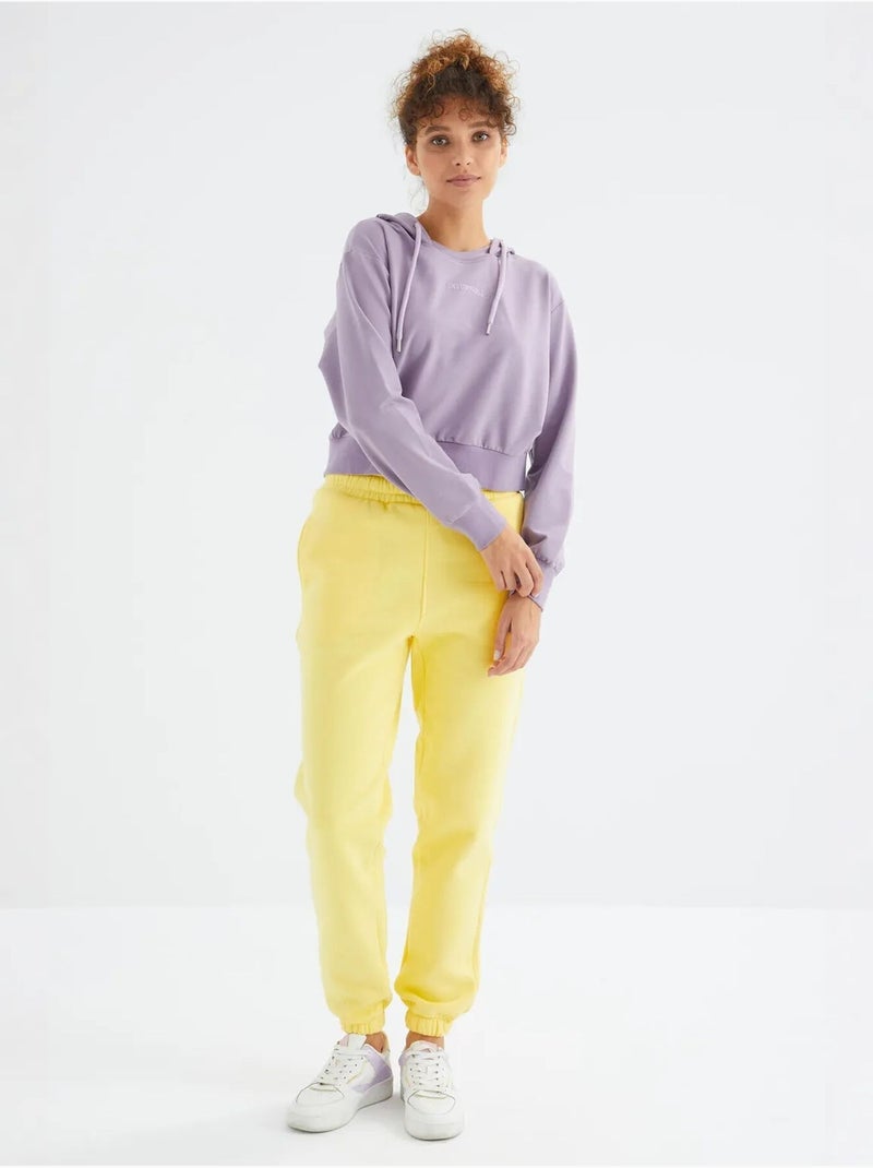 Pantalón jogger de felpa polar de tiro alto para mujer tommy Amarillo limón - Kiabi