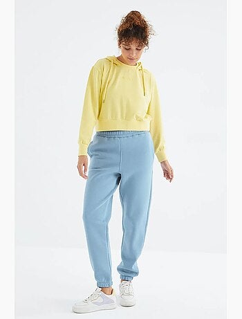 Pantalón jogger de felpa polar de tiro alto para mujer tommy