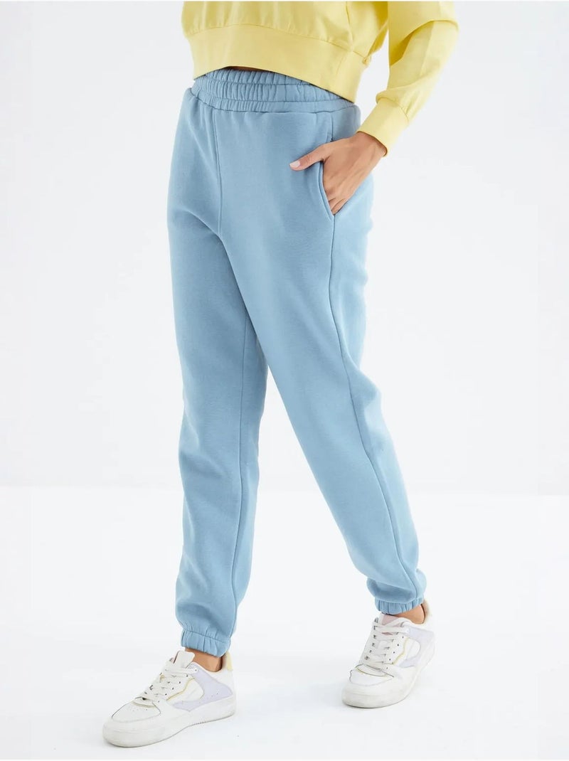 Pantalón jogger de felpa polar de tiro alto para mujer tommy Azul cielo - Kiabi