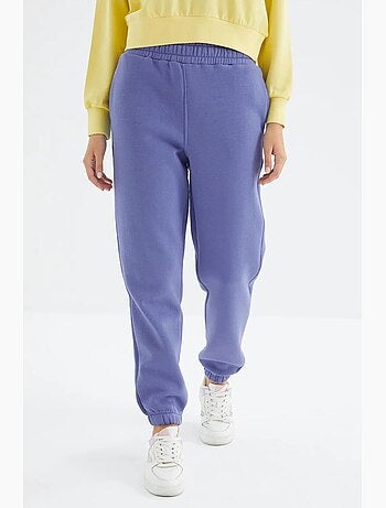 Pantalón jogger de felpa polar de tiro alto para mujer tommy