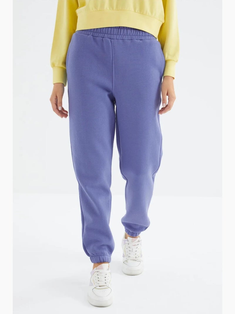 Pantalón jogger de felpa polar de tiro alto para mujer tommy Azul - Kiabi