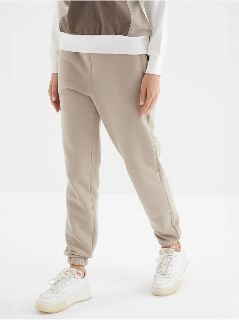 Pantalón jogger de felpa polar de tiro alto para mujer tommy Beige arcilla - Kiabi