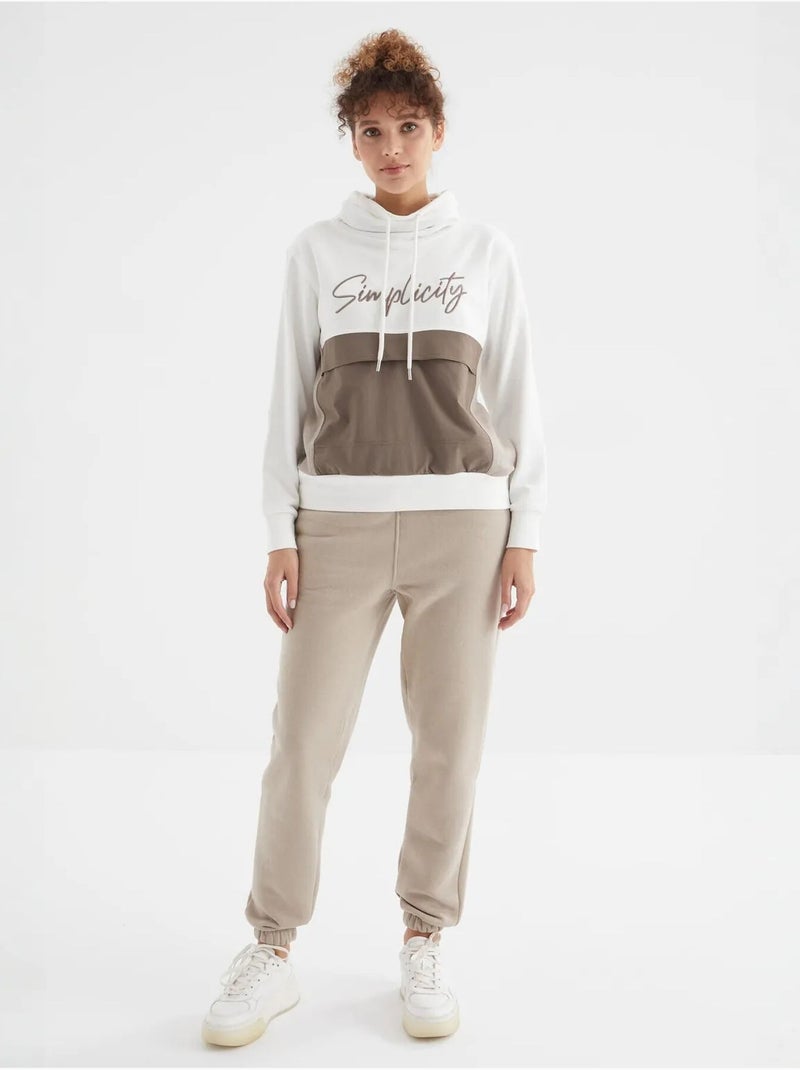 Pantalón jogger de felpa polar de tiro alto para mujer tommy Beige arcilla - Kiabi