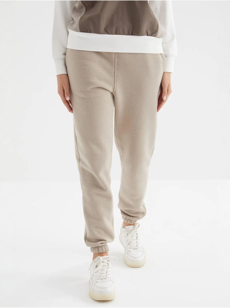 Pantalón jogger de felpa polar de tiro alto para mujer tommy Beige arcilla - Kiabi