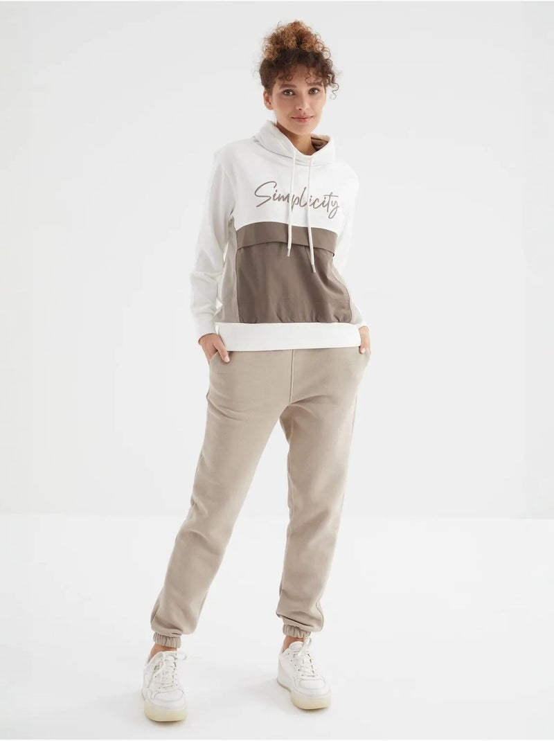 Pantalón jogger de felpa polar de tiro alto para mujer tommy Beige arcilla - Kiabi
