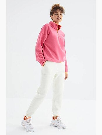 Pantalón jogger de felpa polar de tiro alto para mujer tommy
