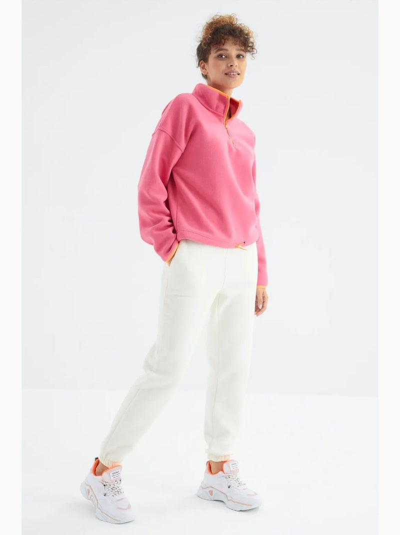 Pantalón jogger de felpa polar de tiro alto para mujer tommy Blanco roto - Kiabi