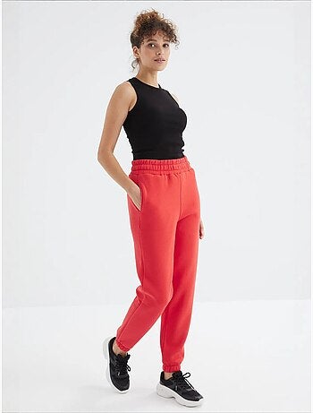 Pantalón jogger de felpa polar de tiro alto para mujer tommy