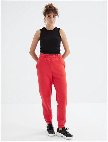 Pantalón jogger de felpa polar de tiro alto para mujer tommy