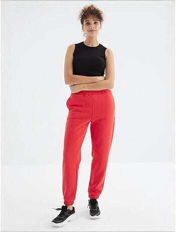 Pantalón jogger de felpa polar de tiro alto para mujer tommy