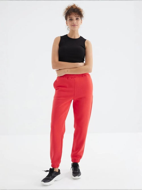 Pantalón jogger de felpa polar de tiro alto para mujer tommy - Kiabi
