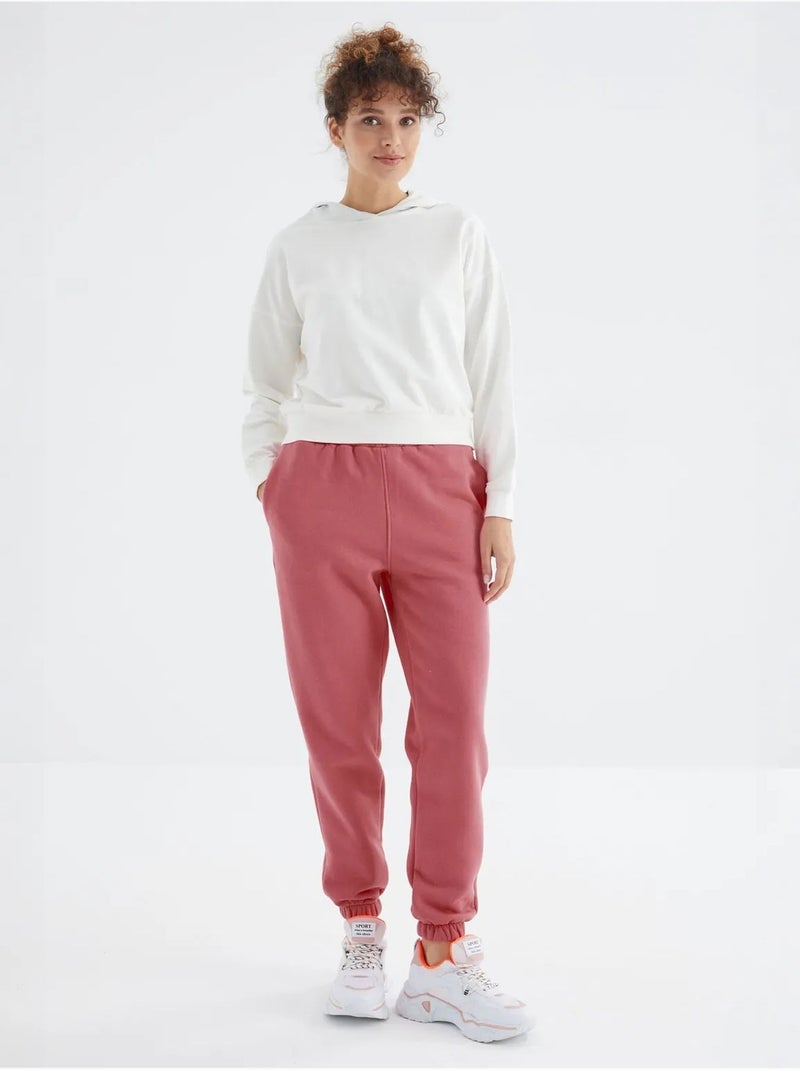 Pantalón jogger de felpa polar de tiro alto para mujer tommy Rosa viejo - Kiabi