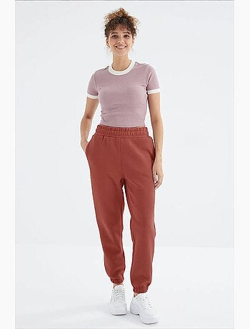 Pantalón jogger de felpa polar de tiro alto para mujer tommy