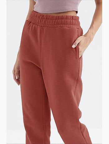 Pantalón jogger de felpa polar de tiro alto para mujer tommy
