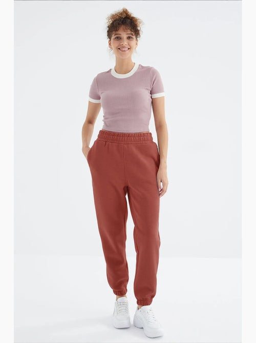 Pantalón jogger de felpa polar de tiro alto para mujer tommy - Kiabi
