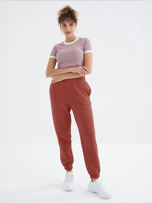 Pantalón jogger de felpa polar de tiro alto para mujer tommy - Kiabi