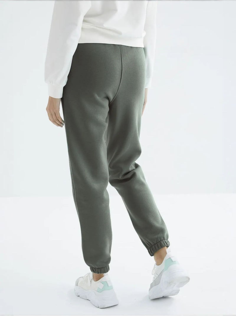 Pantalón jogger de felpa polar de tiro alto para mujer tommy Verde caqui - Kiabi
