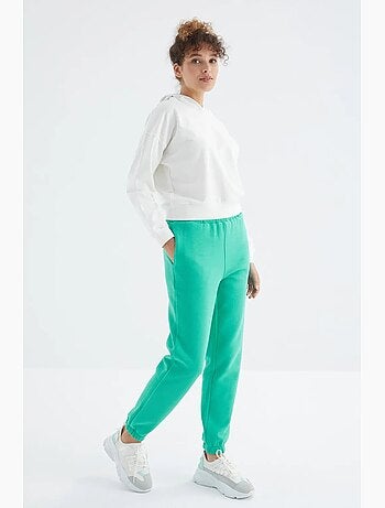 Pantalón jogger de felpa polar de tiro alto para mujer tommy