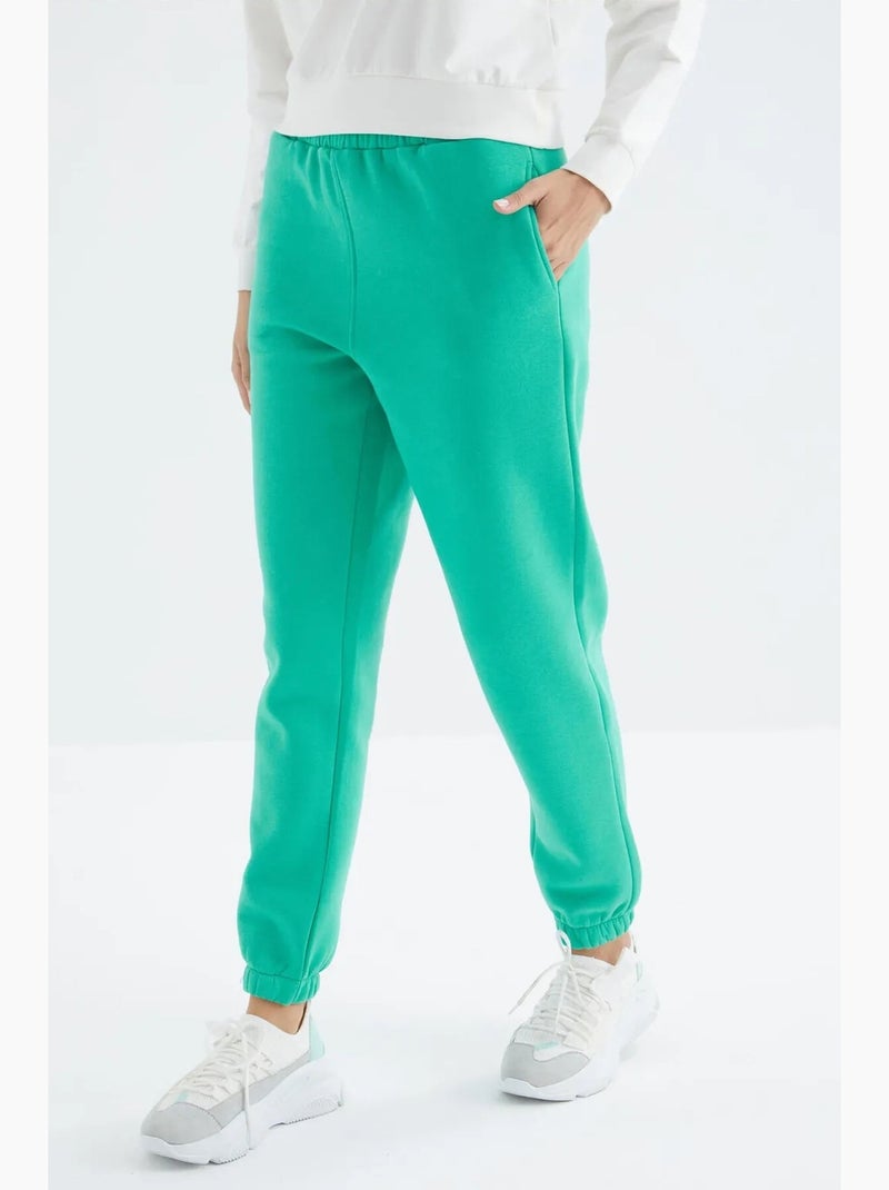 Pantalón jogger de felpa polar de tiro alto para mujer tommy Verde menta - Kiabi