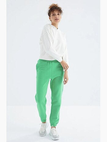 Pantalón jogger de felpa polar de tiro alto para mujer tommy