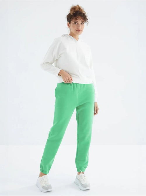 Pantalón jogger de felpa polar de tiro alto para mujer tommy - Kiabi