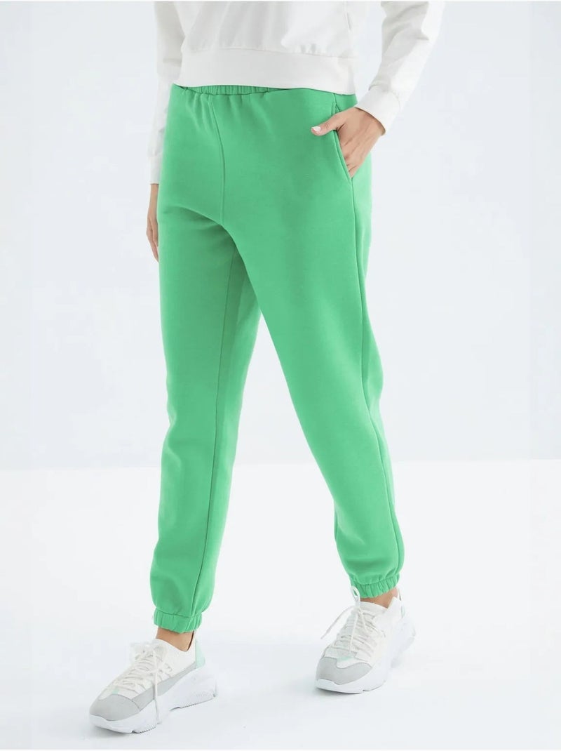 Pantalón jogger de felpa polar de tiro alto para mujer tommy Verde - Kiabi
