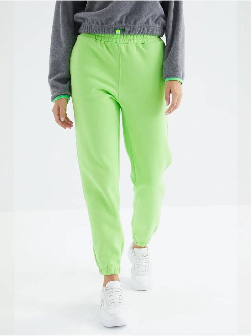 Pantalón jogger de felpa polar de tiro alto para mujer tommy Verde tilo - Kiabi