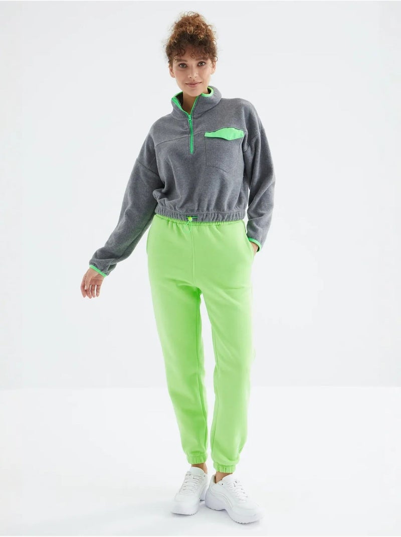 Pantalón jogger de felpa polar de tiro alto para mujer tommy Verde tilo - Kiabi