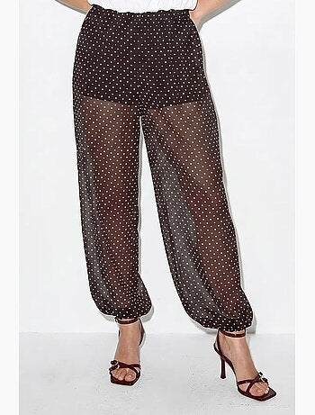 Pantalón jogger de gasa con lunares lucci
