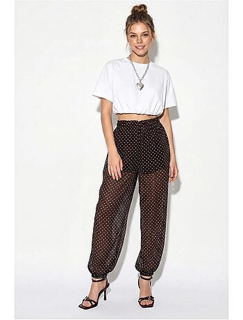 Pantalón jogger de gasa con lunares lucci