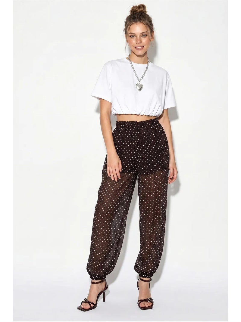 Pantalón jogger de gasa con lunares lucci Marrón chocolate - Kiabi